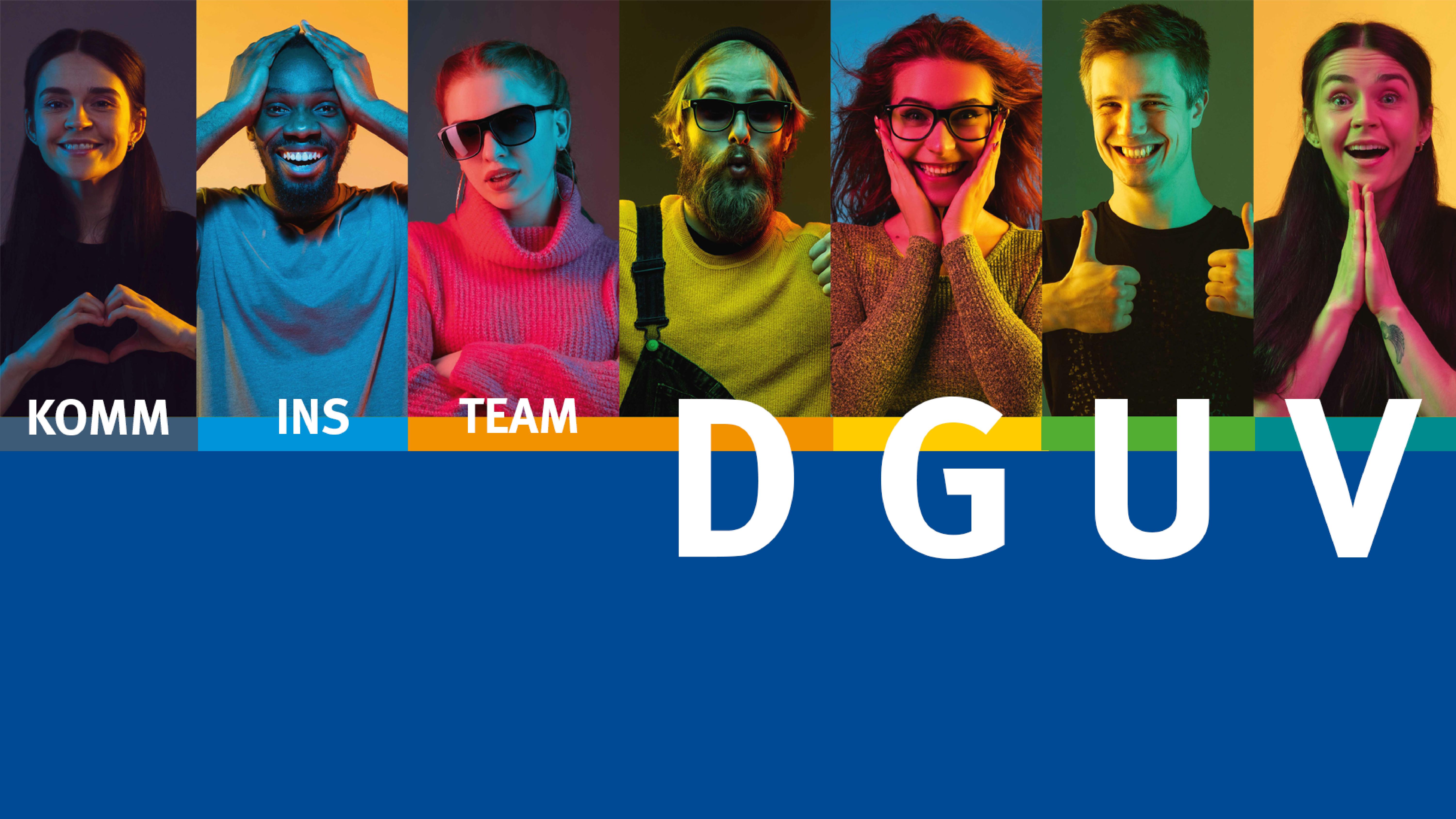 Bild von 6 Menschen mit dem Titel Komm ins Team DGUV